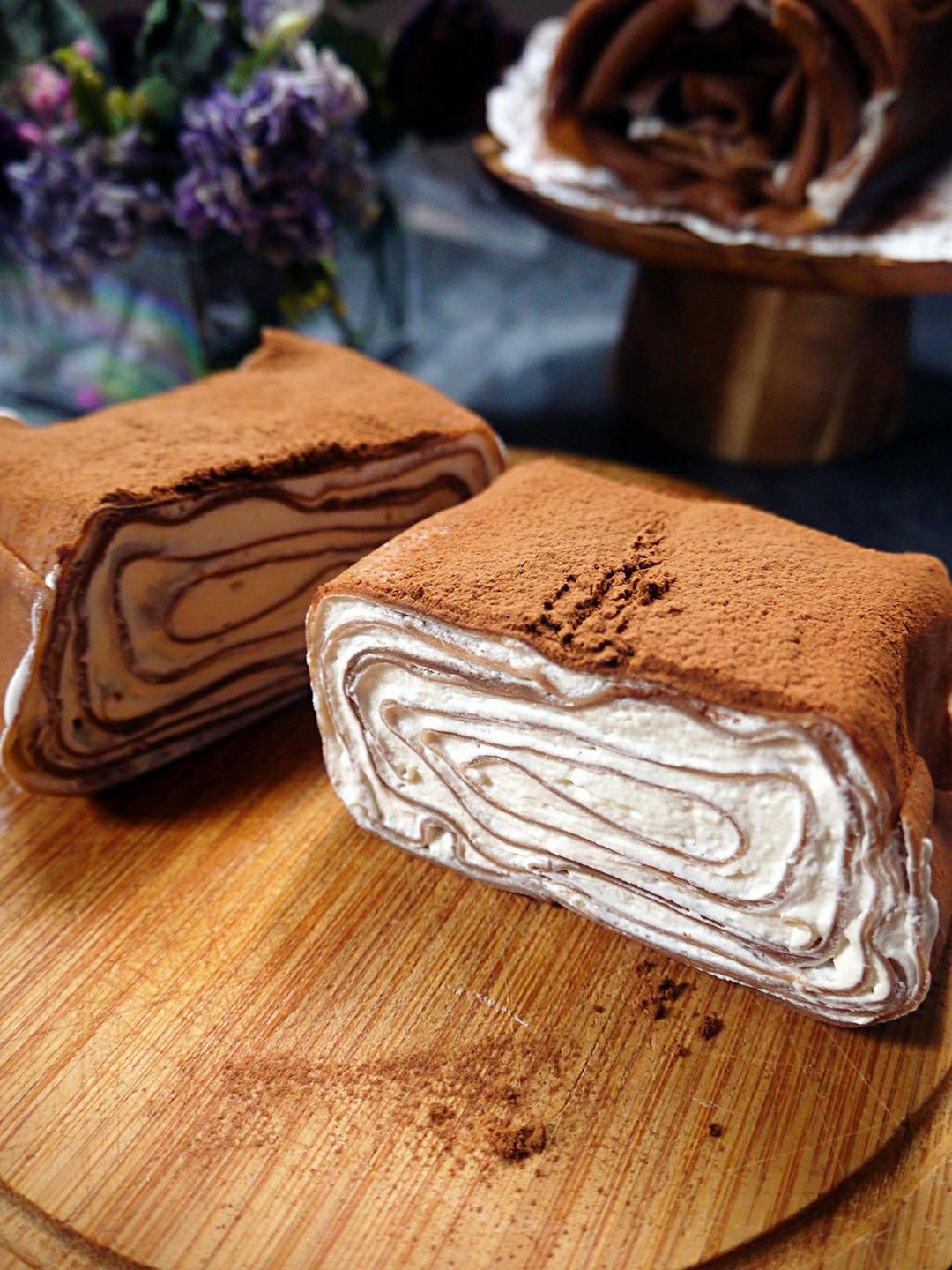 蛋糕 咖啡百利甜巧克力千层毛巾卷 姚小胖missyiu做的咖啡百利甜