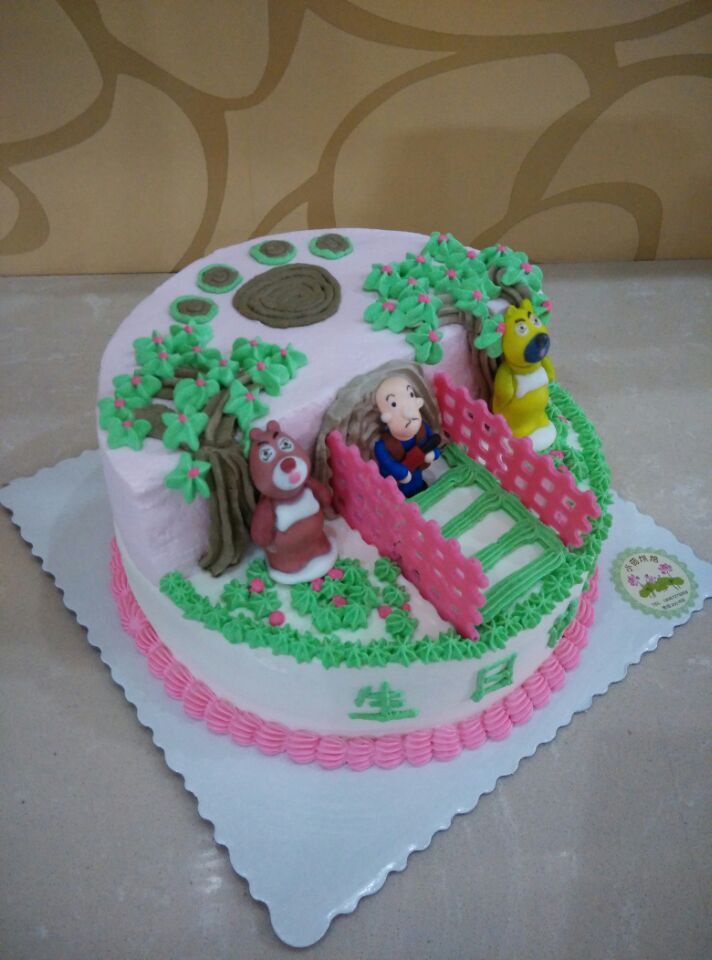 裱花蛋糕——光头强场景蛋糕