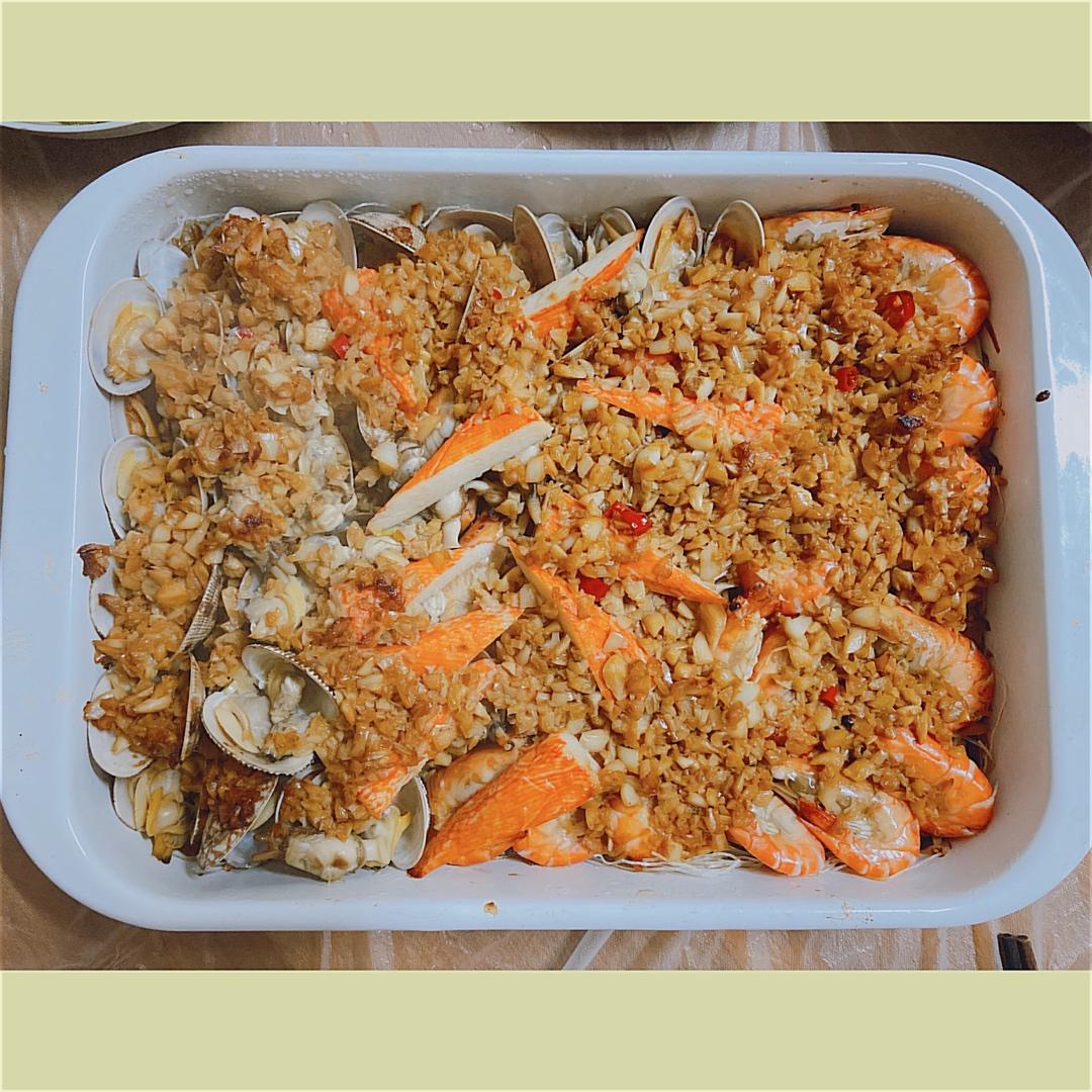 蒜香吮指海鲜大咖——松下NU-JK200W大蒸烤箱食谱