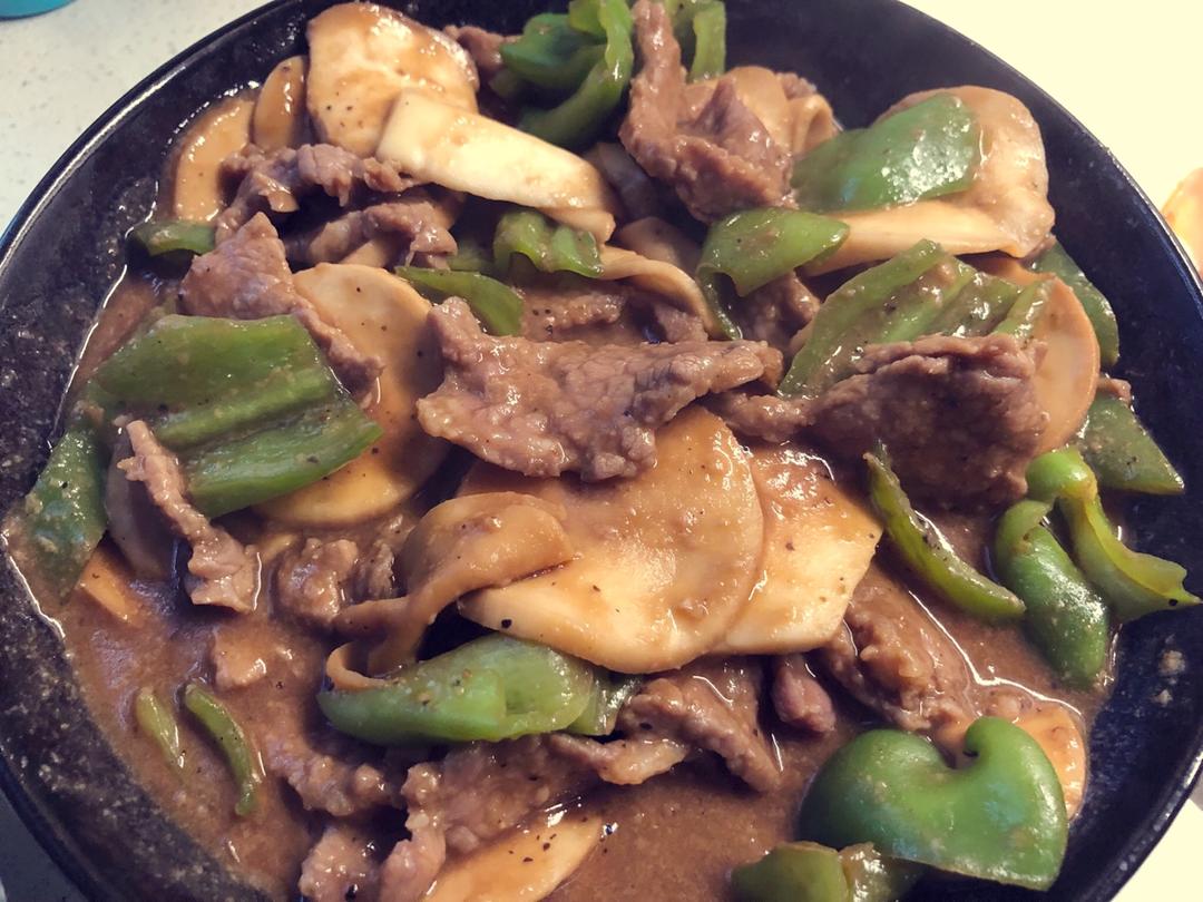 黑椒汁杏鲍菇炒牛肉