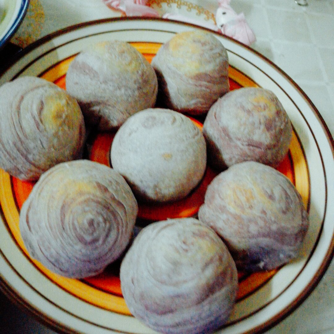 蛋黄酥~紫薯、抹茶、原味~花好月圆，中秋快乐~内附一次做六色蛋黄酥方法~
