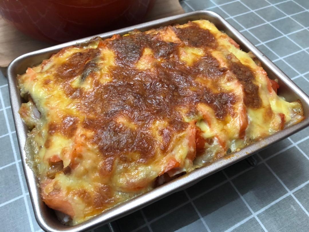 三文鱼培根芝士焗饭