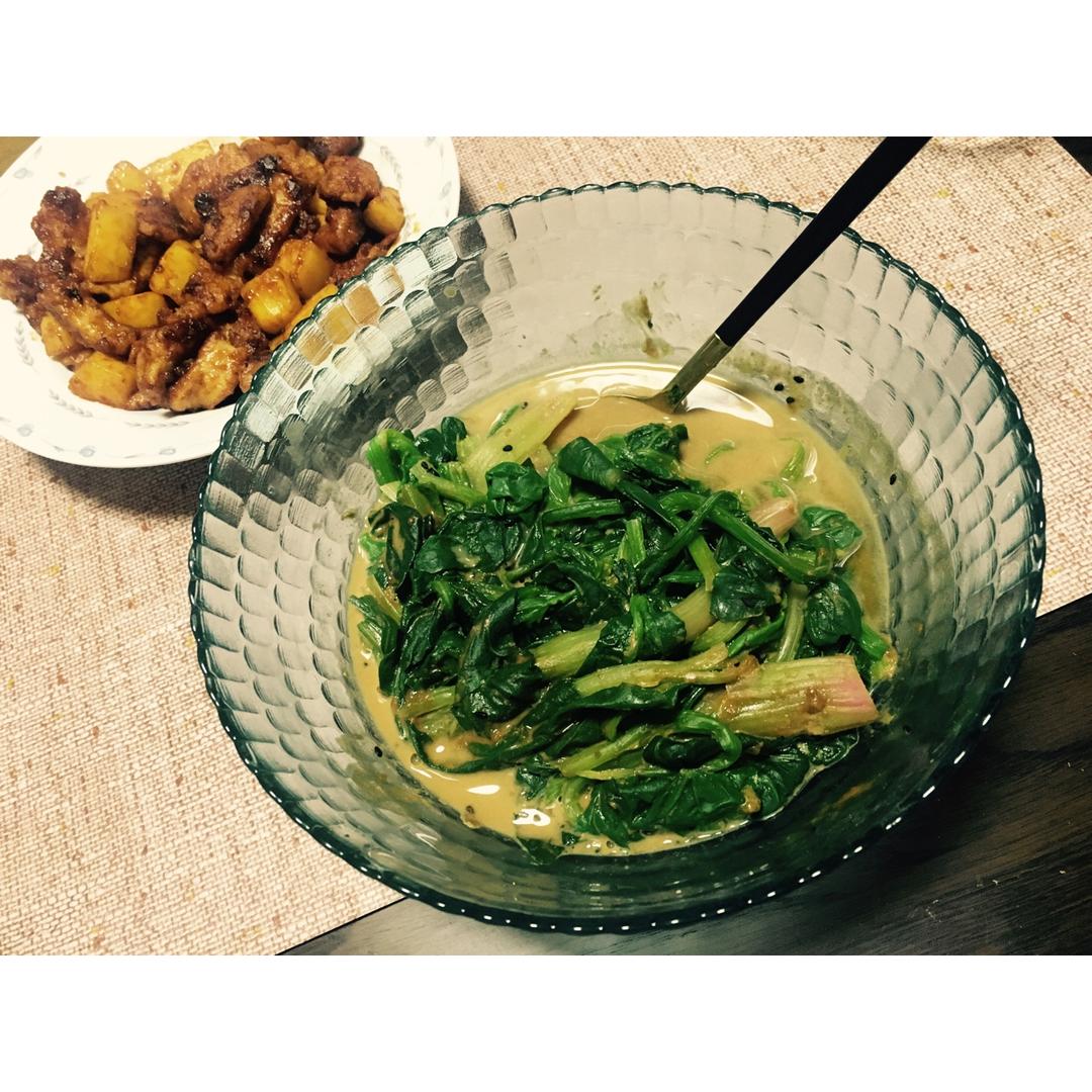 麻酱拌花生菠菜