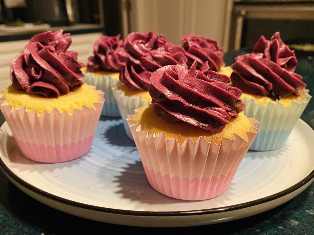 爆浆蓝莓黄油翻糖Cupcake纸杯子蛋糕（裱花清晰）C20