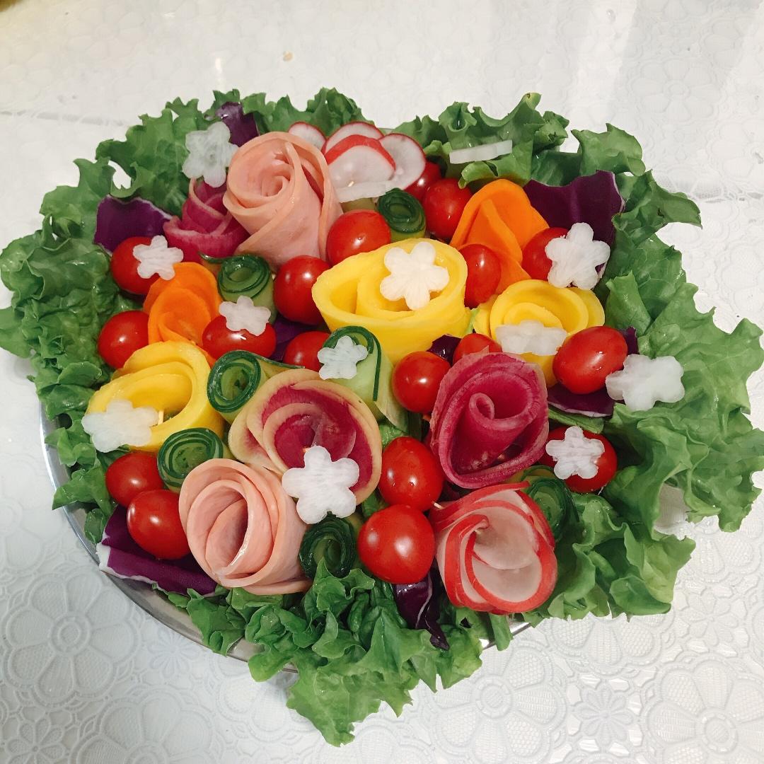 🌸花开富贵∣时蔬玫瑰花朵沙拉🌸