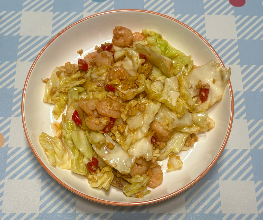 低脂低卡❗️0⃣️难度，Q弹鲜美的包菜炒虾仁❗️