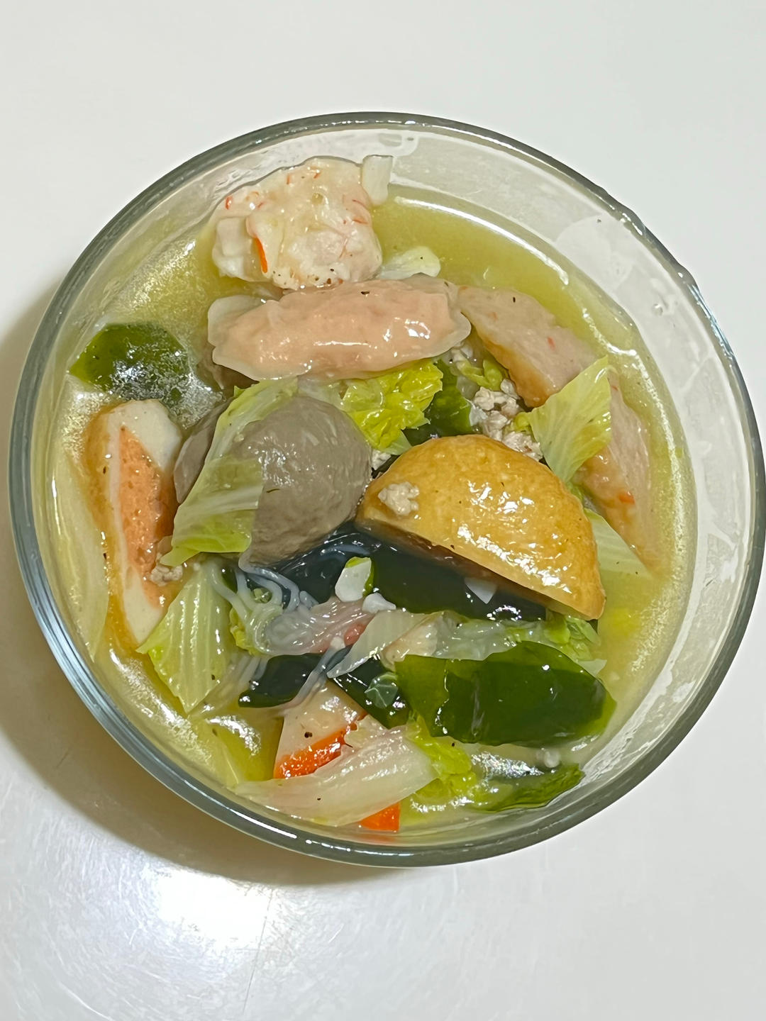 娃娃菜虾滑粉丝汤