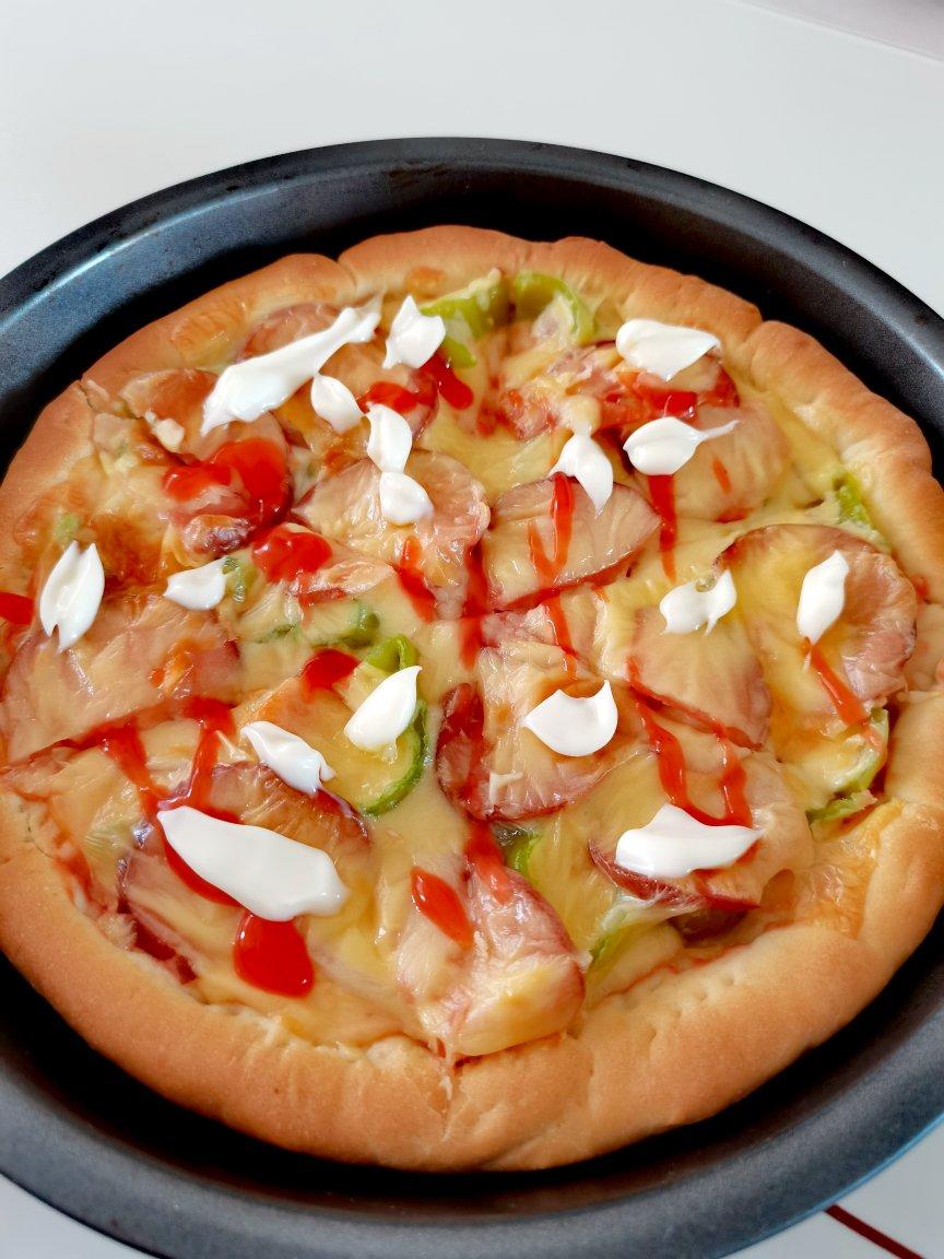 如梦初醒909做的儿童版培根披萨