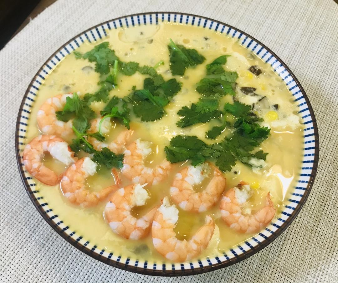 虾仁豆腐蒸水蛋