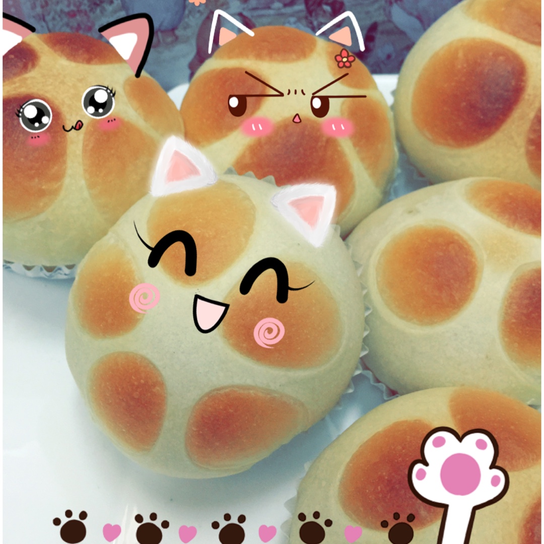 猫爪椰蓉面包——欧克皮的简单装饰