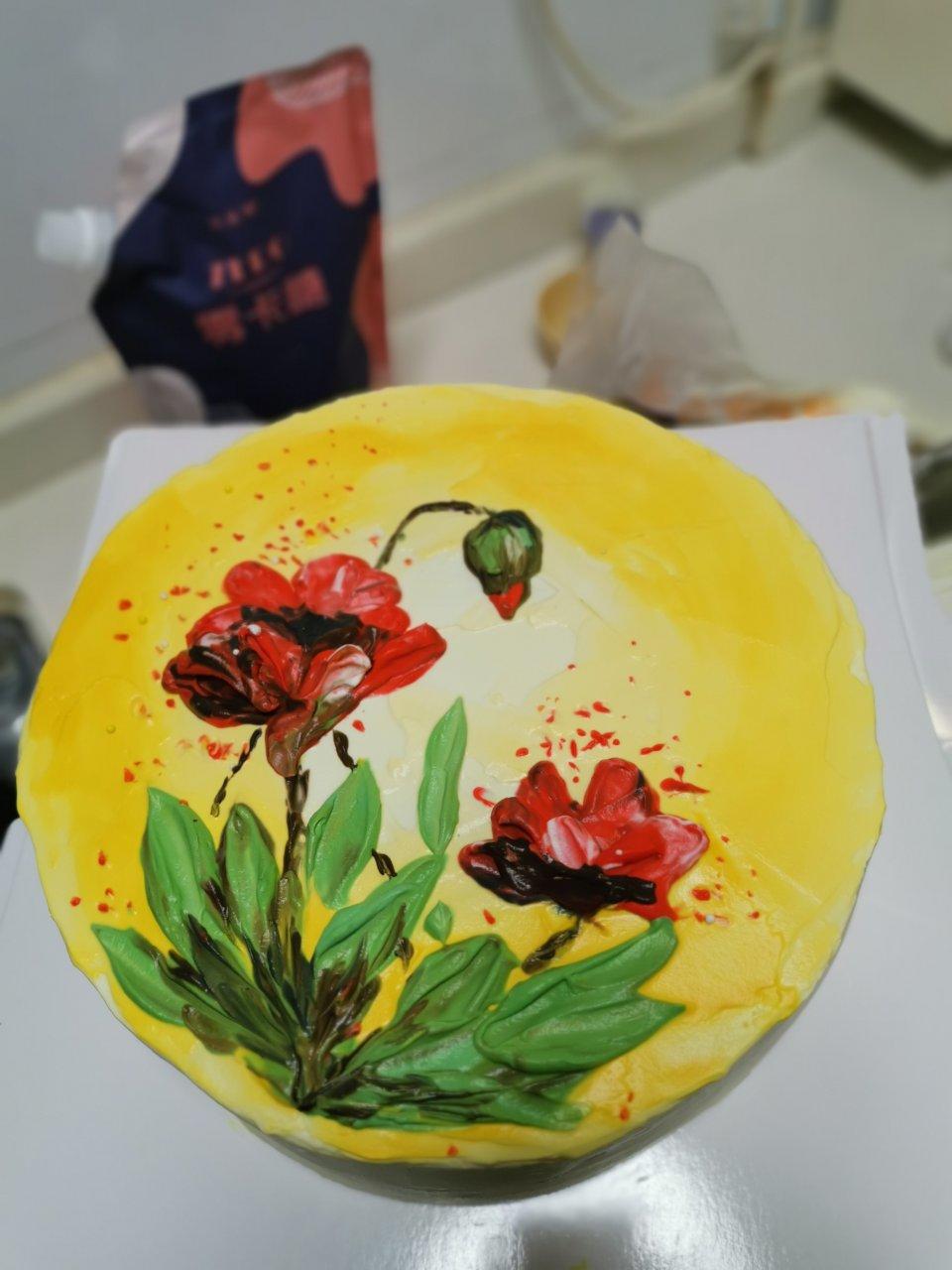 奶油霜刮刀油画蛋糕