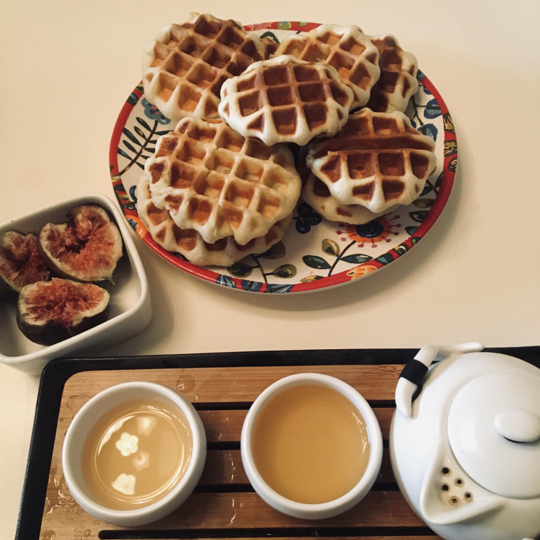 酵母版华夫饼（红豆沙、肉松沙拉馅）明火