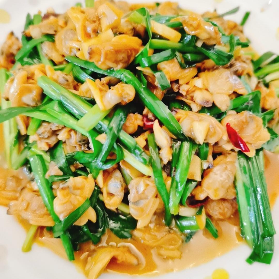 韭菜花炒花甲肉做法