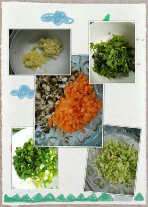 香菇西葫芦胡萝卜虾仁馅的大馄饨的做法 步骤2