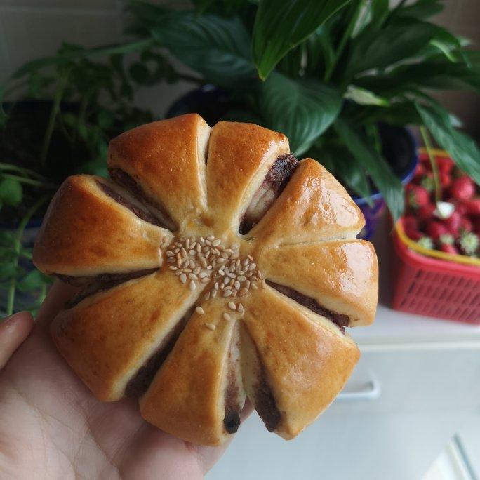 豆沙花朵面包（无黄油）