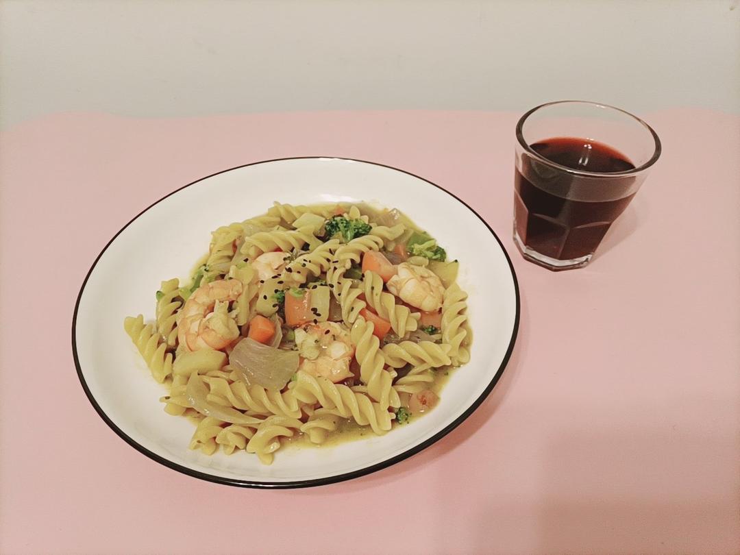 减脂餐｜低卡咖喱意面🍝