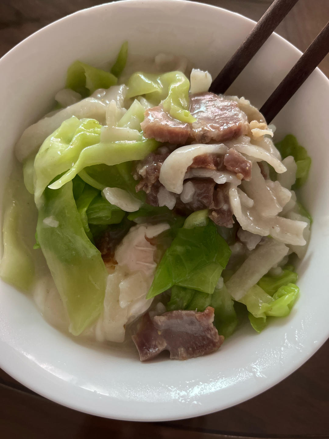 腊肉青菜煮豆丝