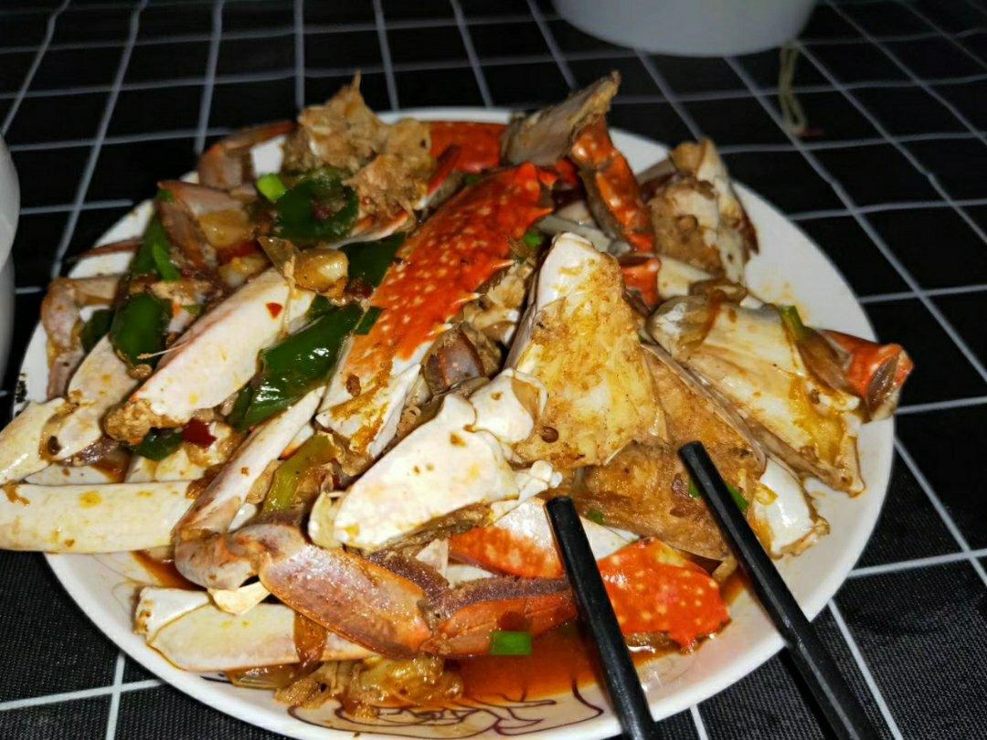 姜葱炒花蟹