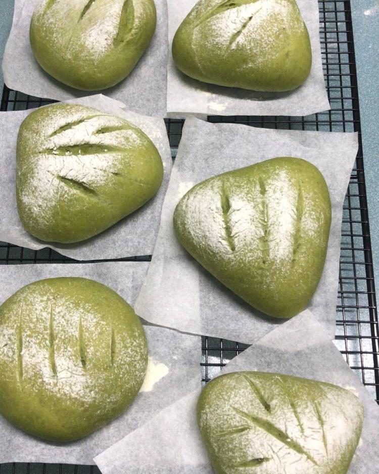 抹茶红豆软面包