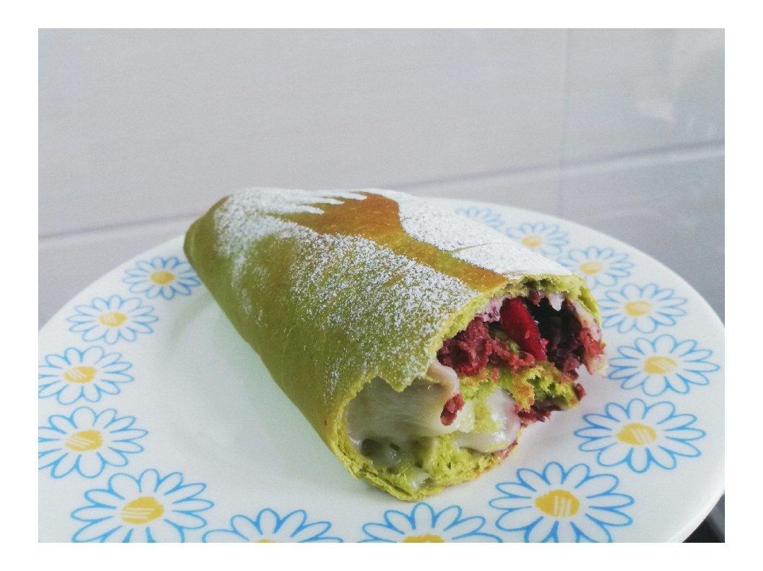 抹茶红豆麻糬软欧面包