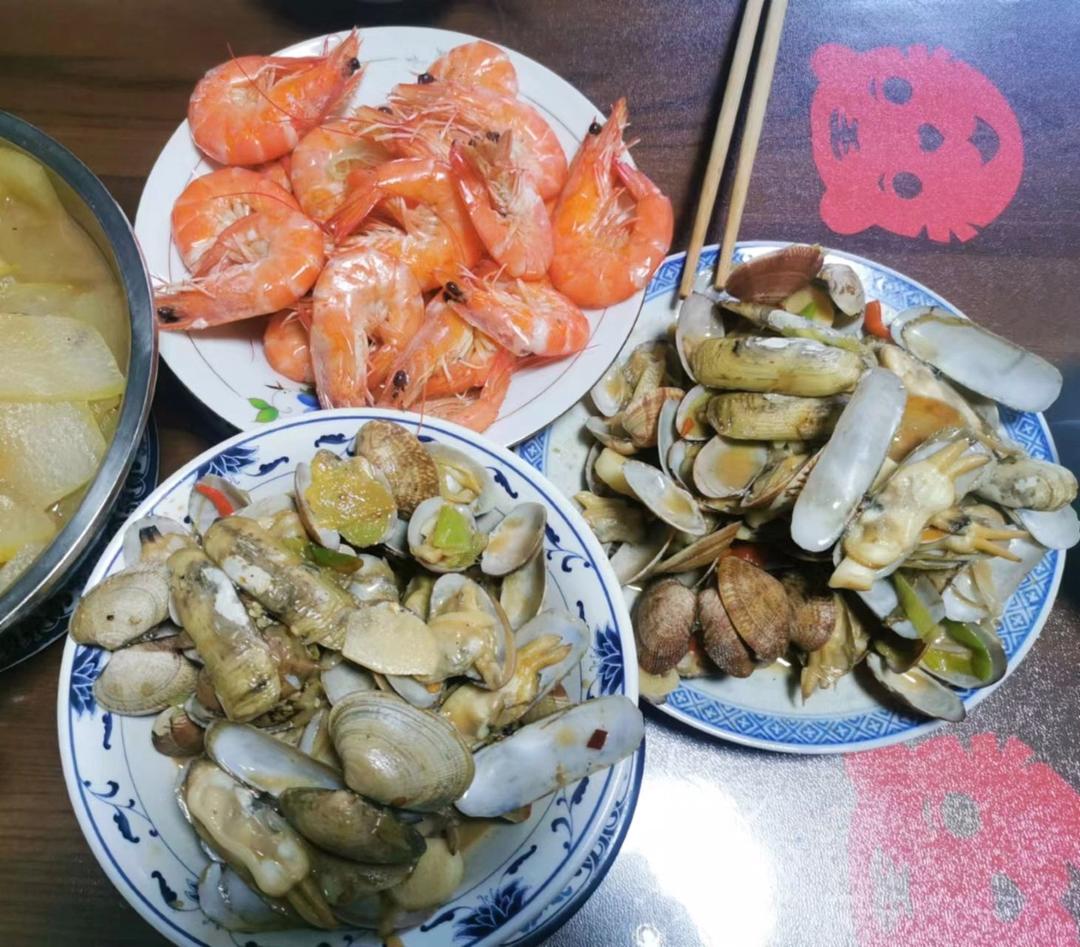 爆炒花蛤、蛏子