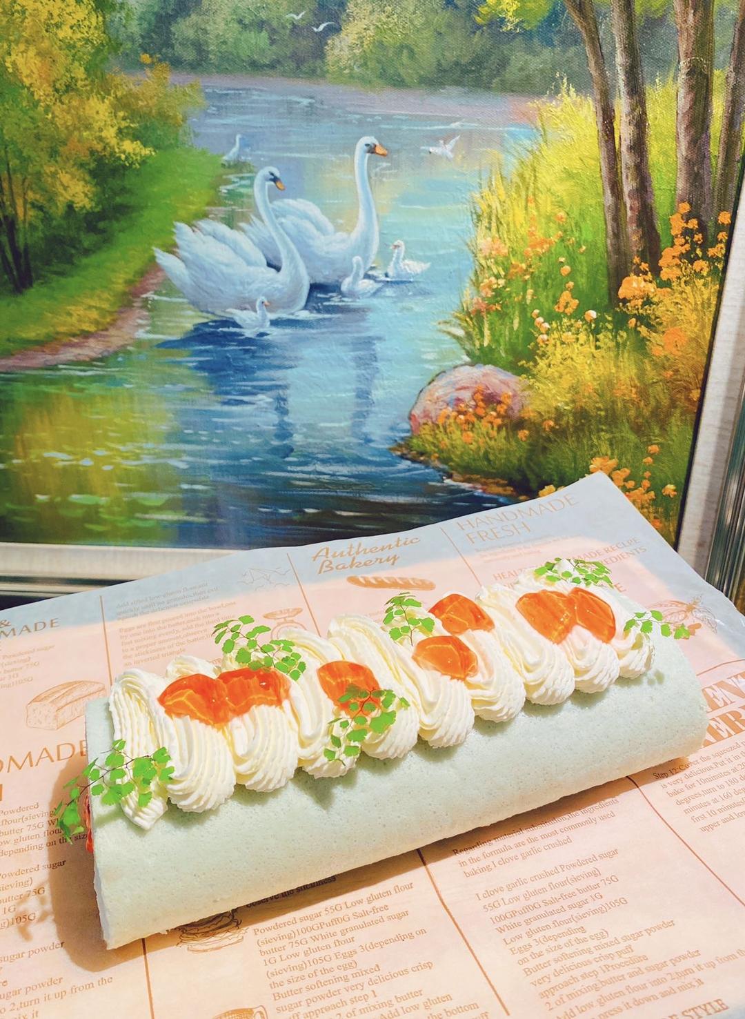 高颜值甜品❗️蓝颜蜜桃蛋糕卷