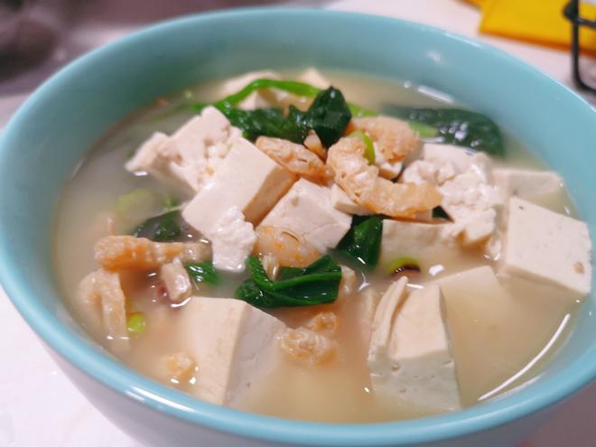 海米豆腐菠菜汤的做法