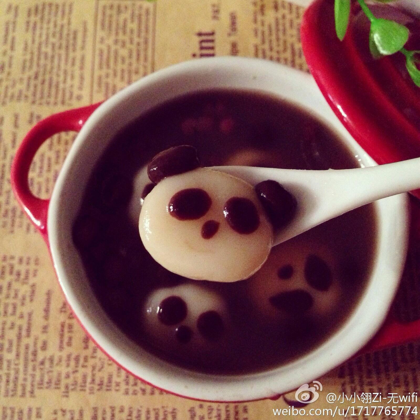 熊猫红豆汤圆的做法