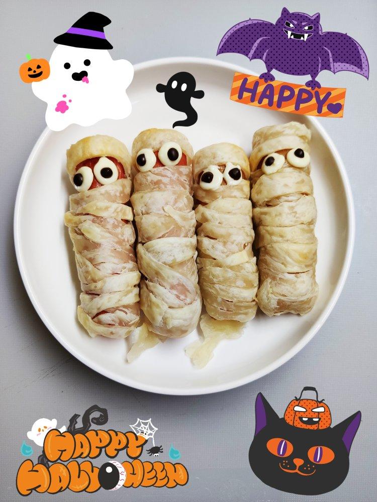 巨简单的万圣节搞怪美食，木乃伊香肠酥，图文详解保证一次成功