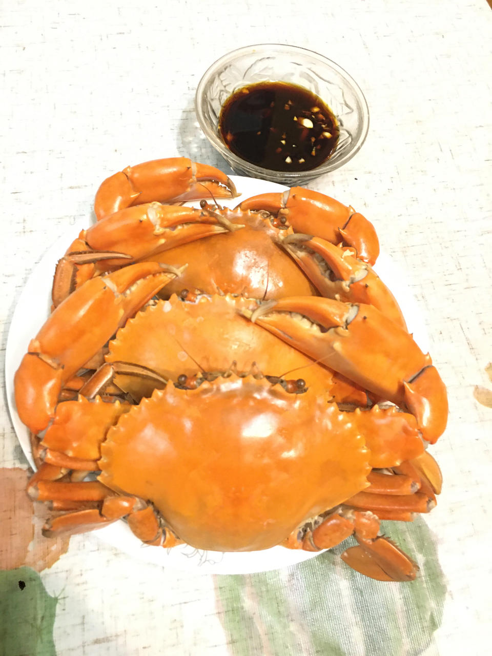 原味蒸青蟹，以及蘸料