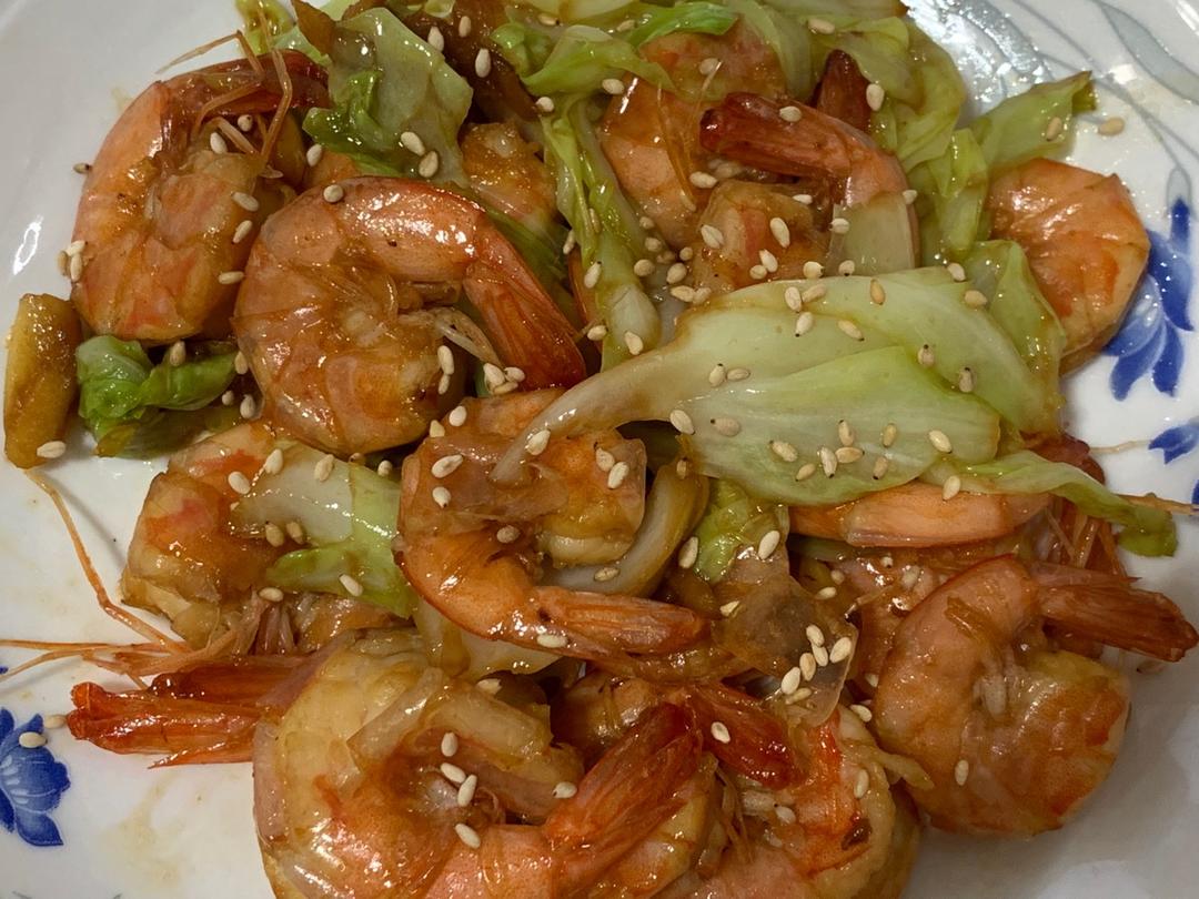 鲜虾包菜