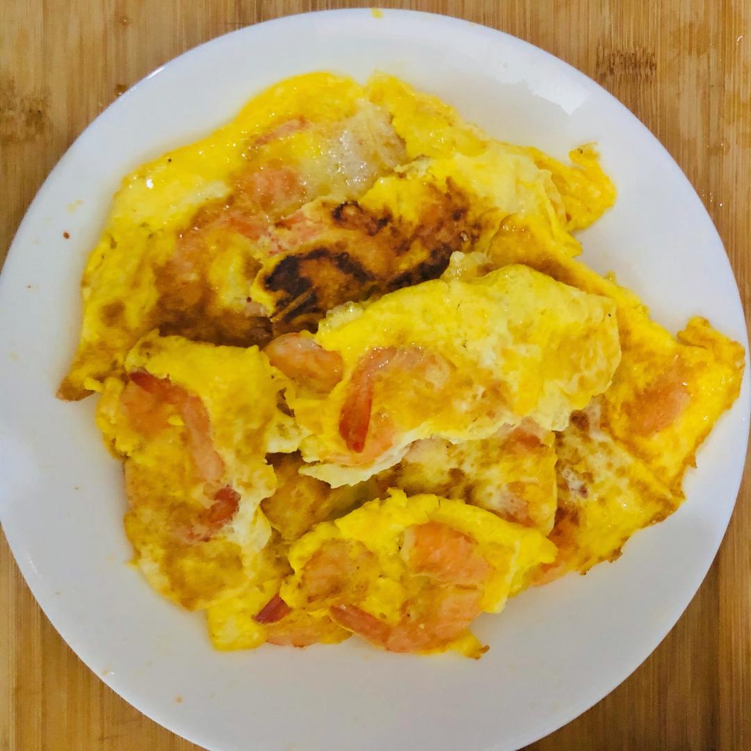 虾仁煎蛋的做法