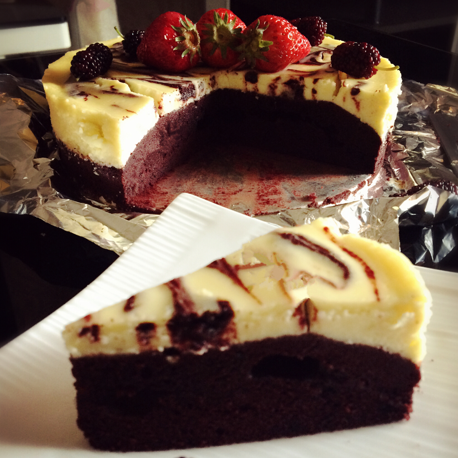 红丝绒奶酪布朗尼（red velvet brownies）