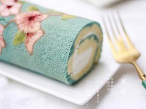 春日桃花彩绘蛋糕卷的做法 步骤25