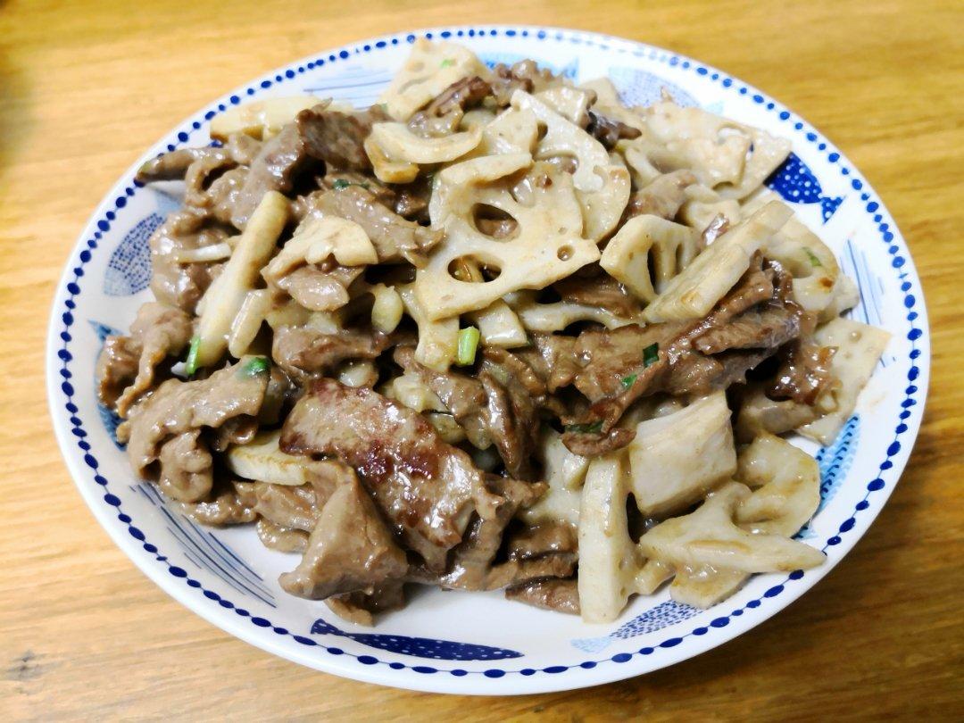 滑炒牛肉藕条 （家庭最快速、最简单入味的牛肉处理方法）