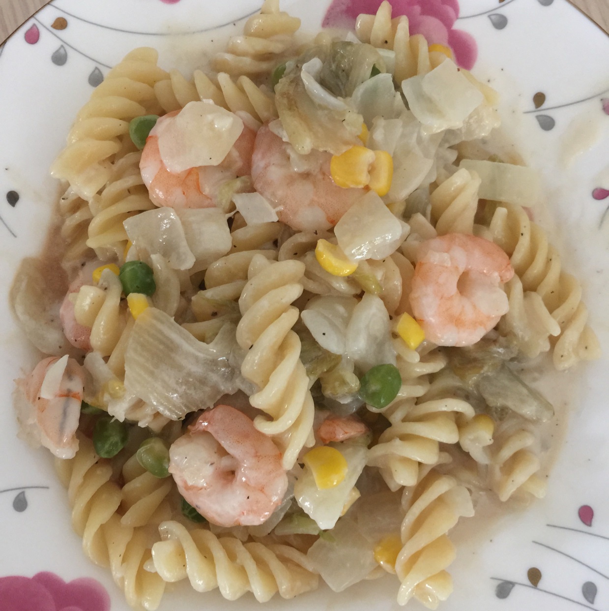 蒜香奶汁虾仁意面（低热量版）