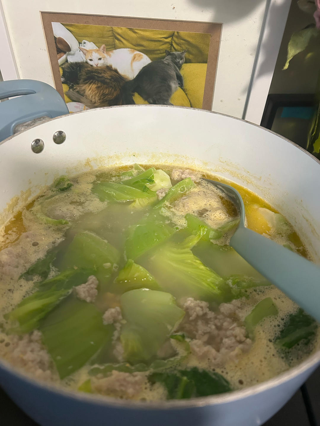 上汤咸蛋肉丸芥菜