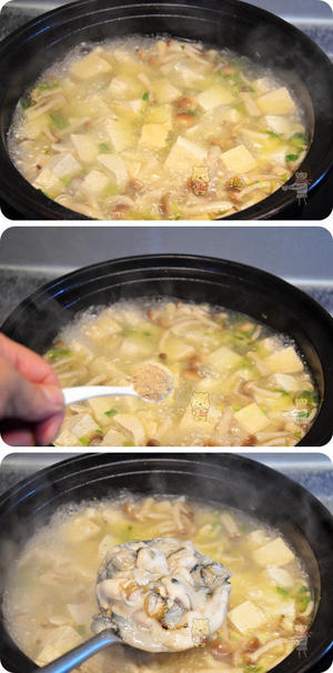 鲜味十足的海蛎肉鲜菇炖豆腐的做法 步骤4
