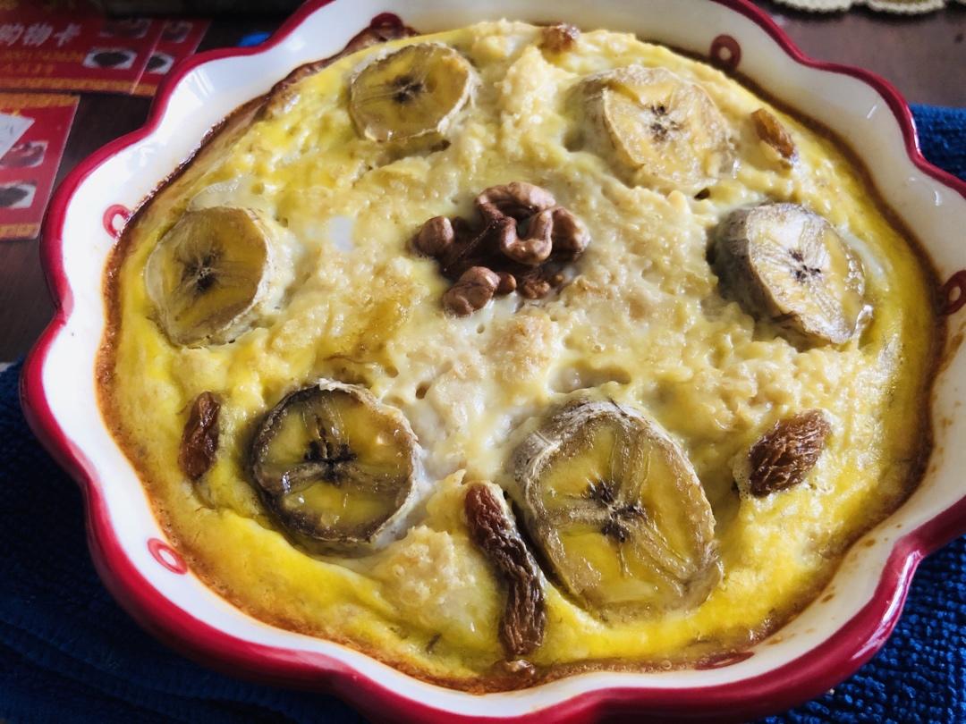 两款减脂烤箱早餐：烤隔夜燕麦/布丁吐司