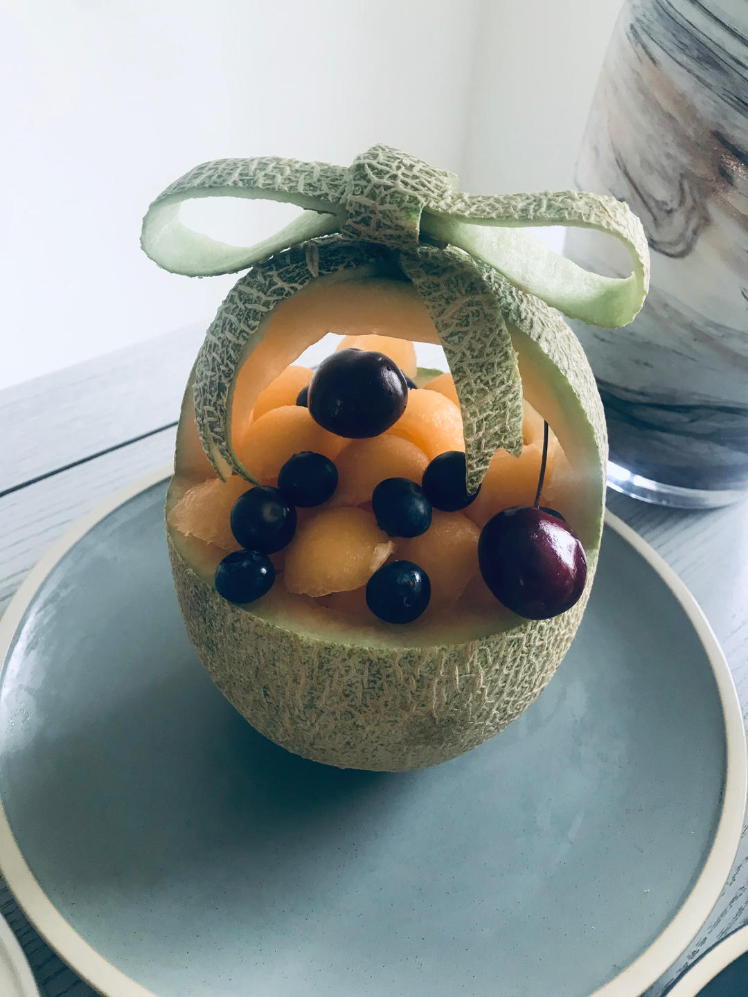 少女心爆棚的哈密瓜水果篮