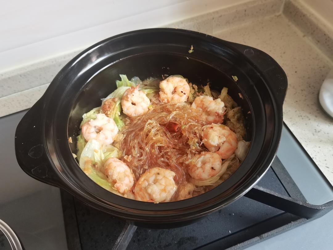 蒜蓉白菜粉丝虾煲