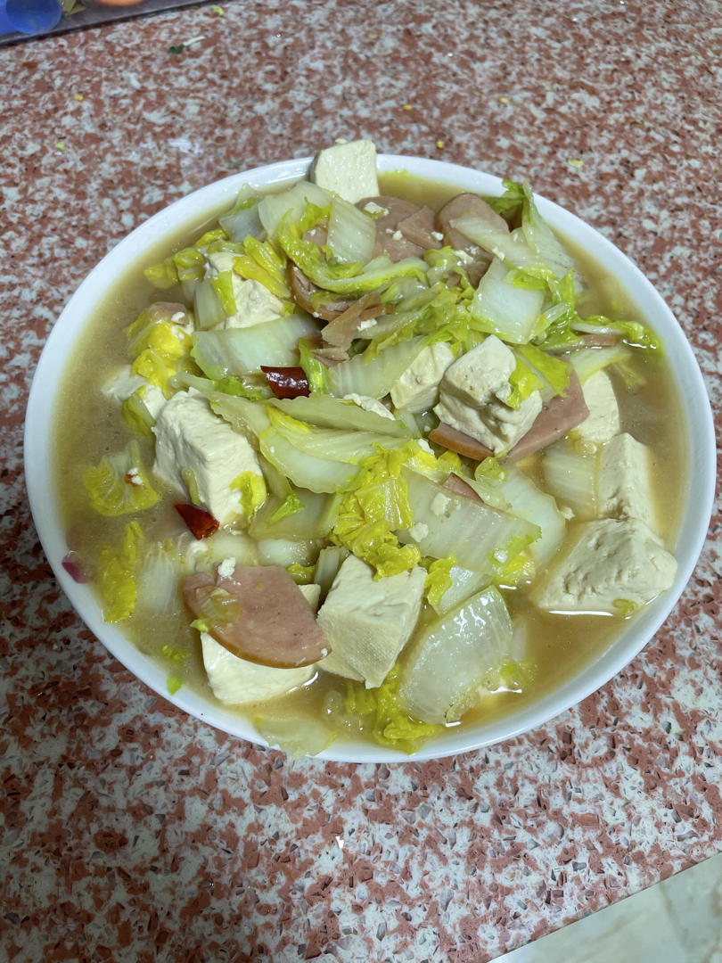 懒人做法豆腐炒娃娃菜