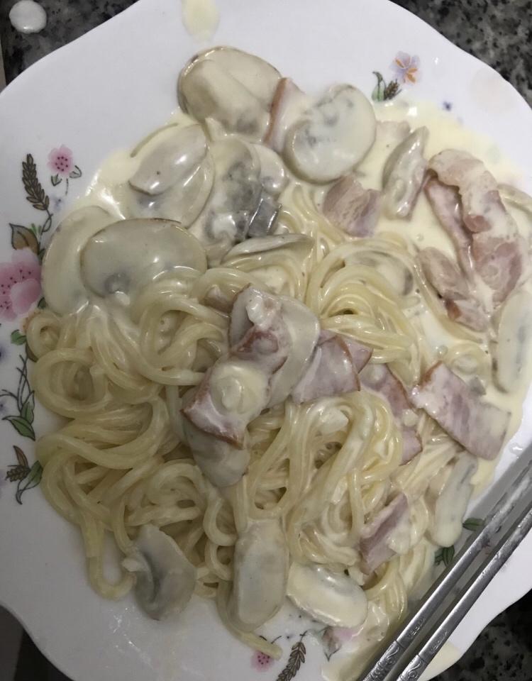 低卡伪白酱奶油培根蘑菇意大利面｜#Healthymeals# 减脂必撸02