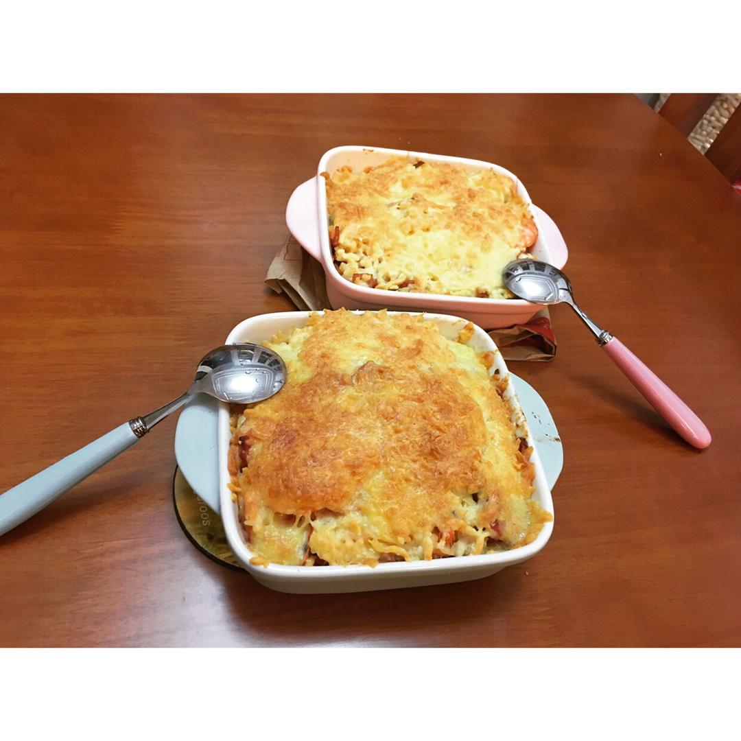 鲜虾培根芝士焗饭