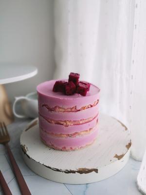 粉紫色的火龙果百香果慕斯蛋糕的做法 步骤20