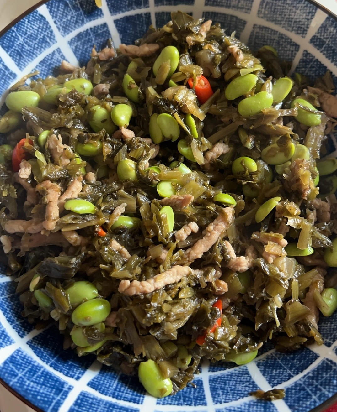 雪菜毛豆肉丝