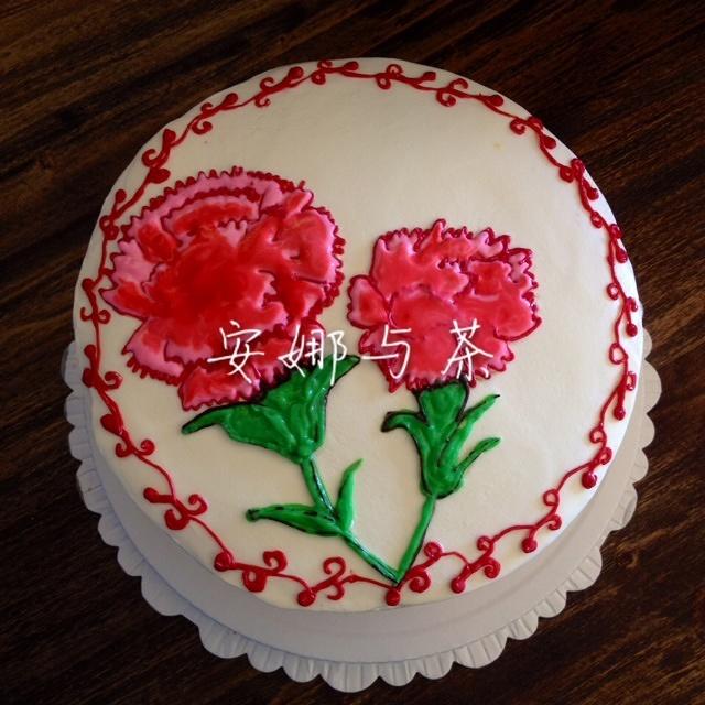 康乃馨手绘蛋糕的做法