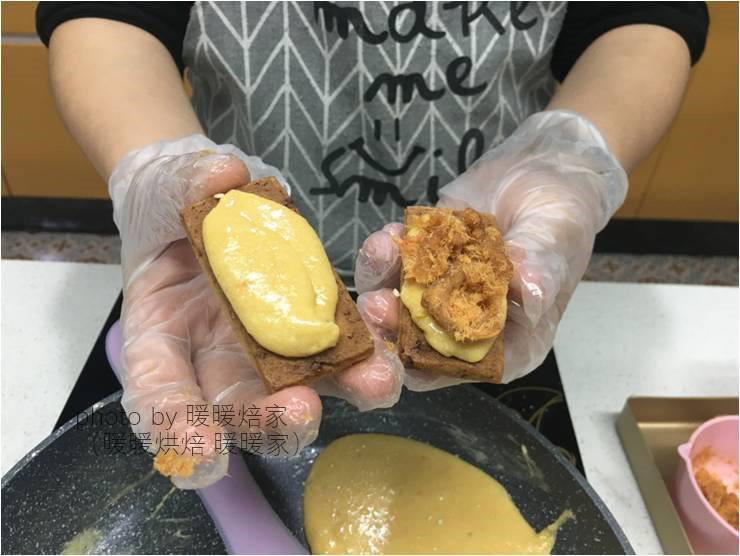 【暖暖焙家】自制方块酥饼干 & 咸蛋黄肉松牛轧酥的做法 步骤25