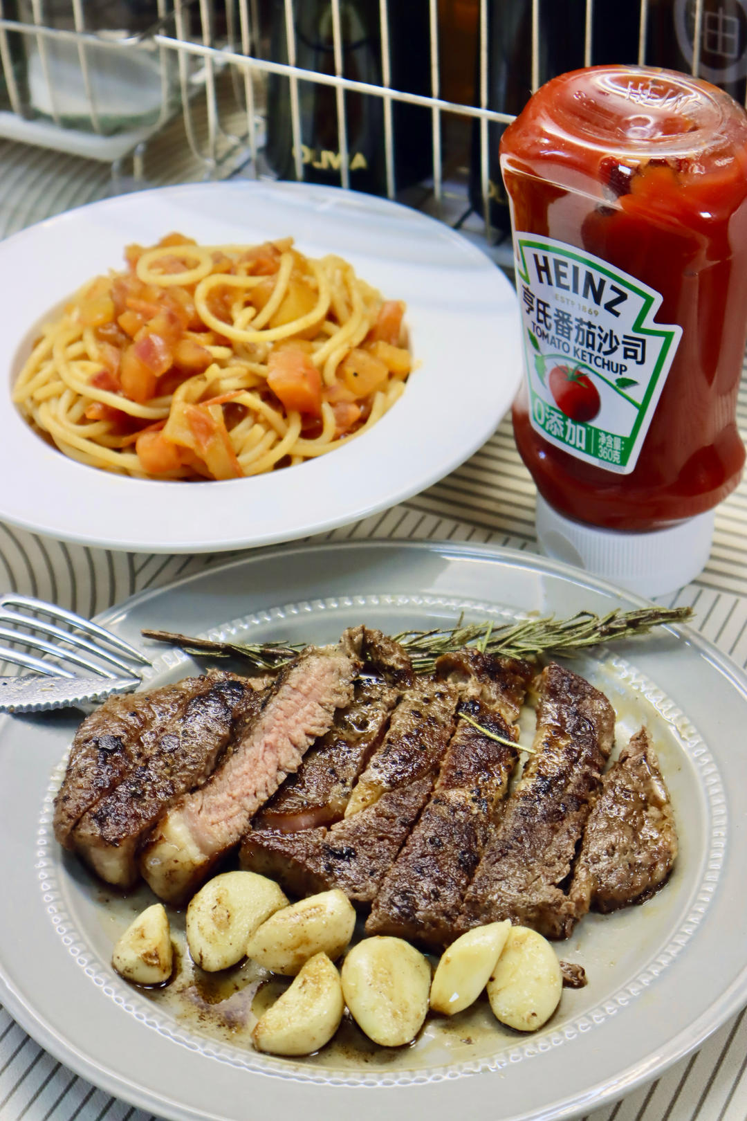 番茄意面&煎牛排