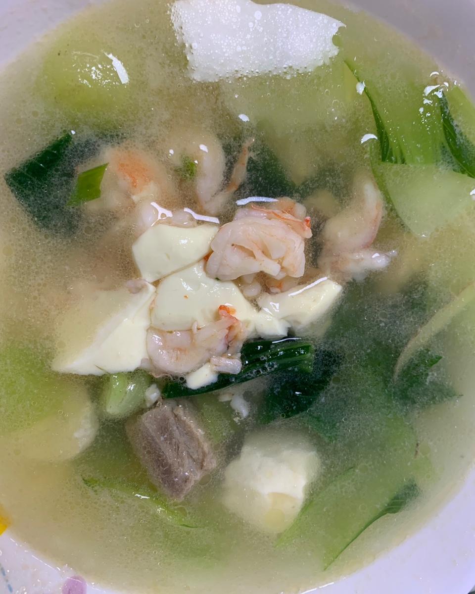 青菜虾仁豆腐汤